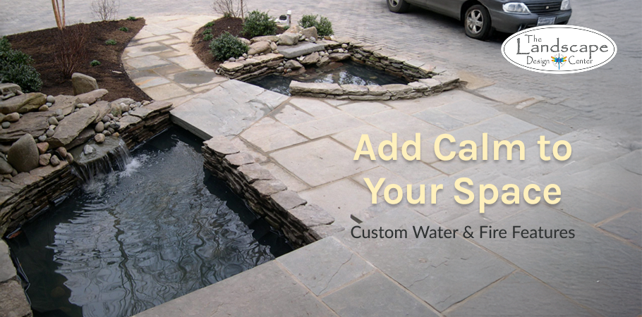 Add tranquility to your space with custom water feature installations by The Landscape Design Center.